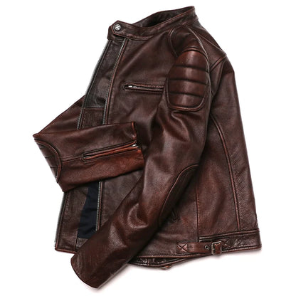 GENTELUXIO™ Heritage Rider Leather Jacket – Premium Vintage Cowhide Motorcycle Coat