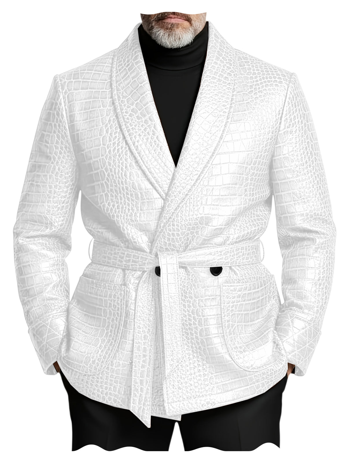 GENTELUXIO™ Imperial Croc Leather Blazer – Premium Double-Breasted Belted Luxury Jacket