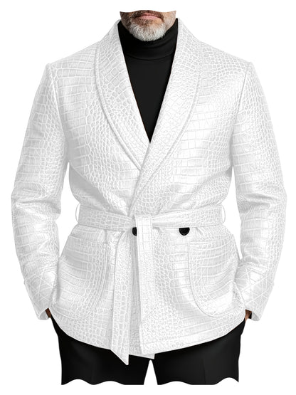 GENTELUXIO™ Imperial Croc Leather Blazer – Premium Double-Breasted Belted Luxury Jacket