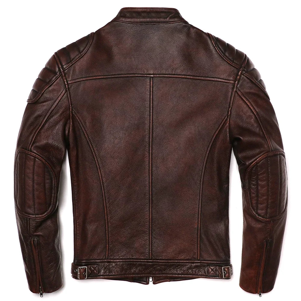 GENTELUXIO™ Heritage Rider Leather Jacket – Premium Vintage Cowhide Motorcycle Coat