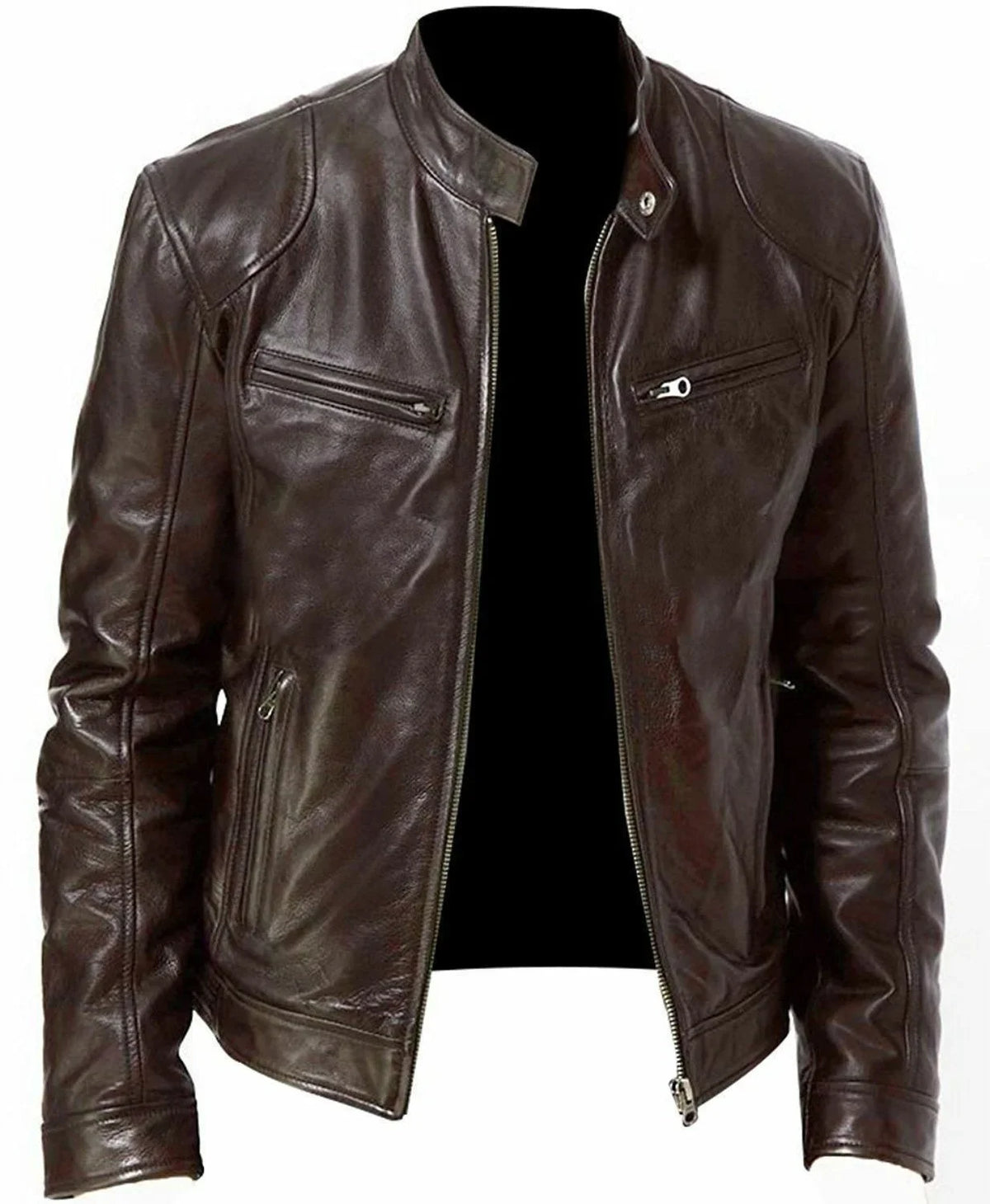 GENTELUXIO™ Relaxed Rider Men’s PU Leather Bomber Jacket