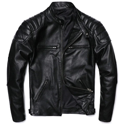 GENTELUXIO™ Heritage Rider Leather Jacket – Premium Vintage Cowhide Motorcycle Coat