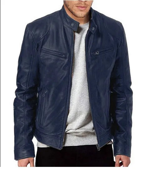 GENTELUXIO™ Relaxed Rider Men’s PU Leather Bomber Jacket