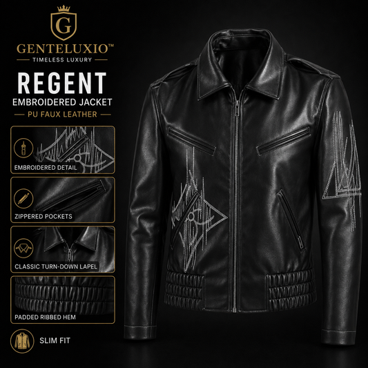 GENTELUXIO™ Regent Embroidered Leather Jacket